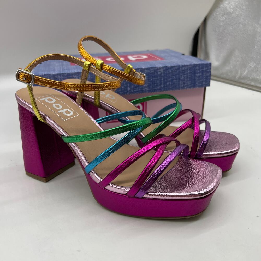 Pop Womens Kallie Heeled Sandals Pink Fuschia Multicolor Size 8M - Picture 3 of 9